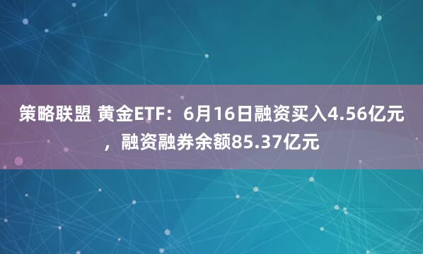 策略联盟 黄金ETF:6月16日融资买入4.56亿元,融资融券余额85.37亿元